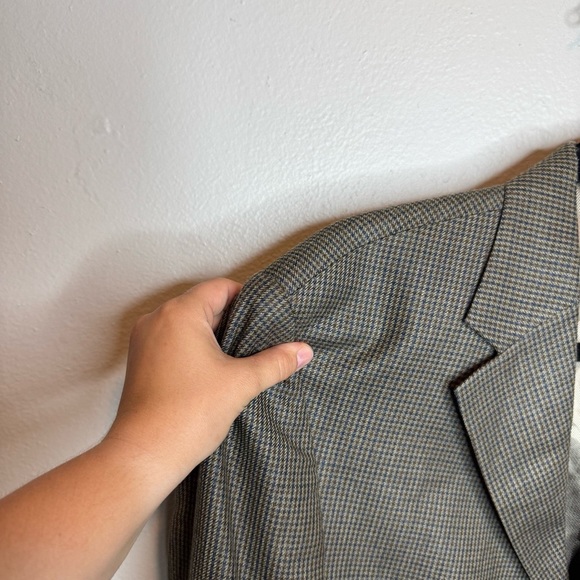 Oscar De La Renta Blazer Suit Jacket Button Front Plaid Printed Silk Wool Blend - Picture 10 of 14